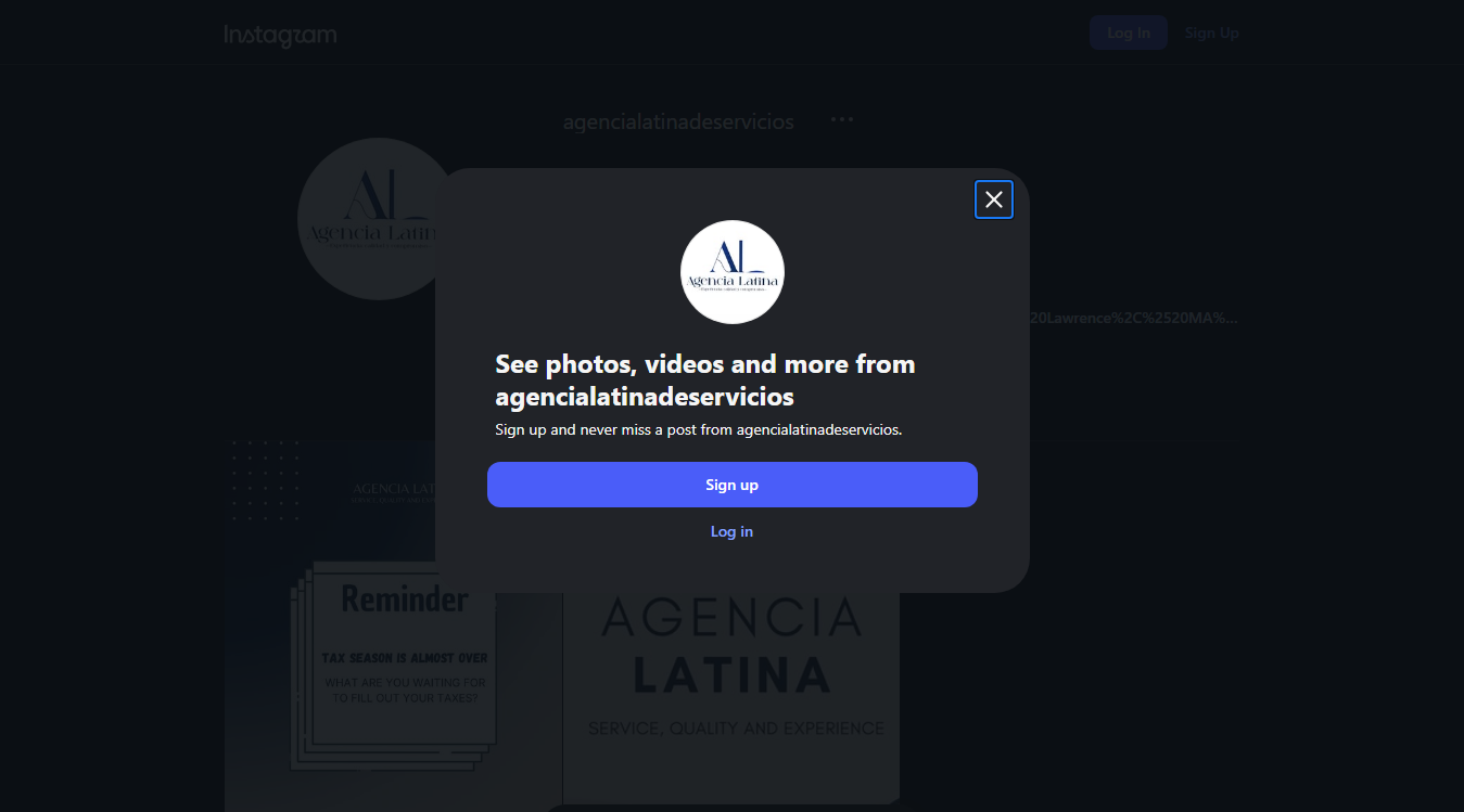 Website screenshot for Agencia Latina De Servicios