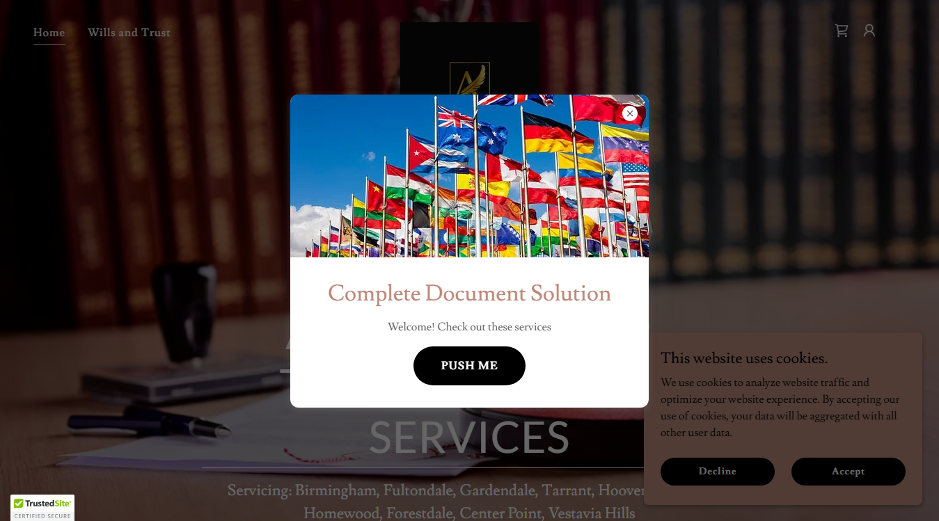 Website screenshot for Alpha Mobile Notary Alabama