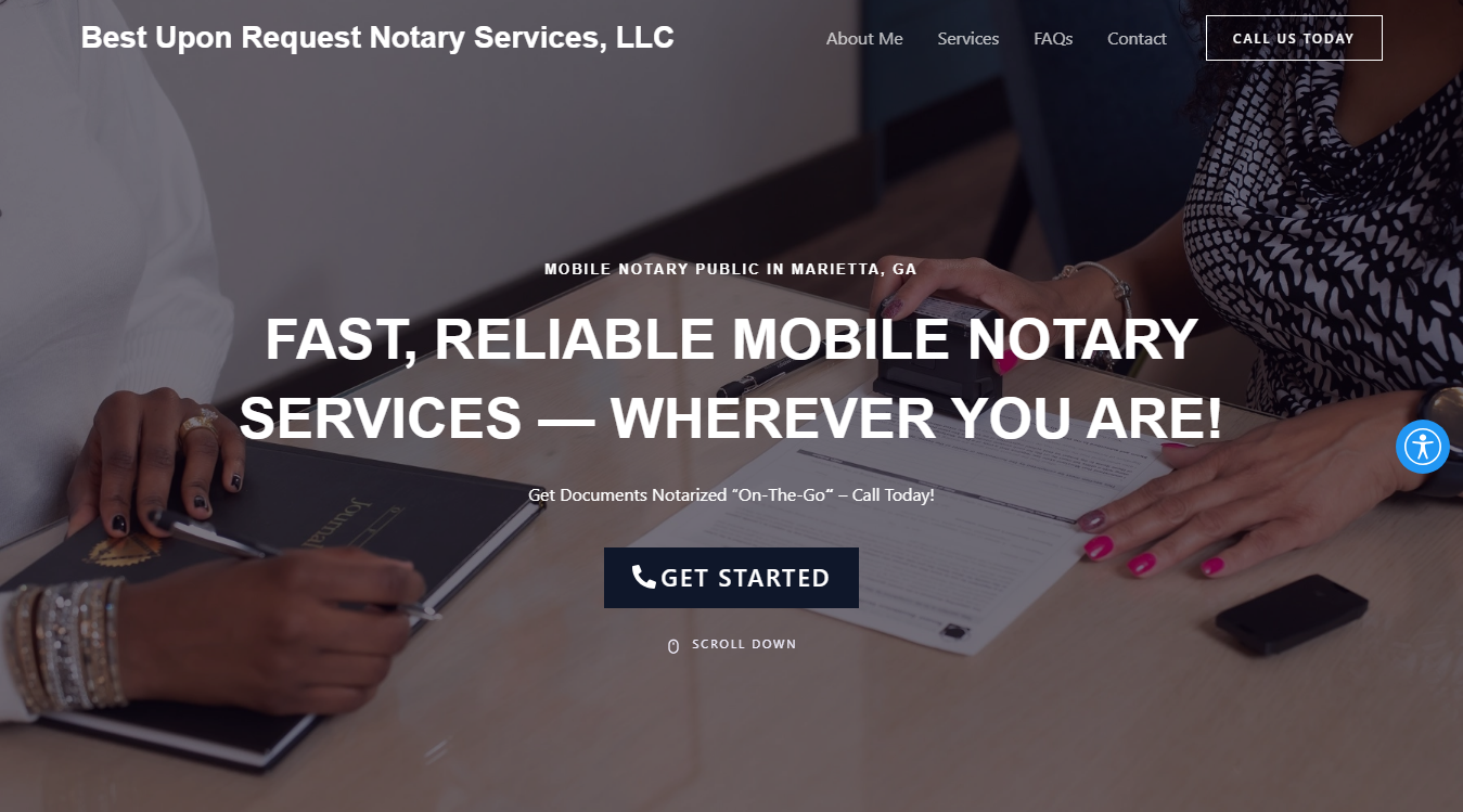 Website screenshot for Best Upon Request Notary Services, LLC