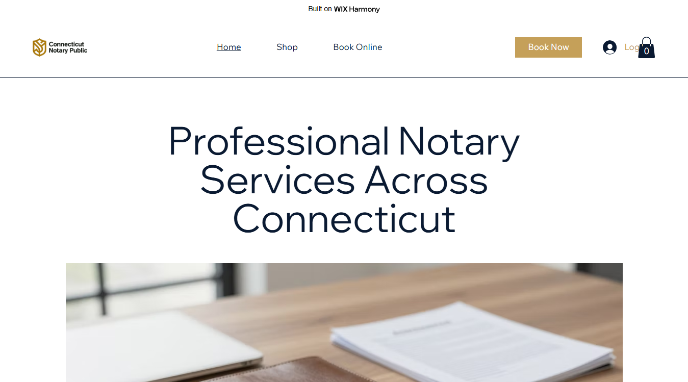 Website screenshot for Connecticut Notary