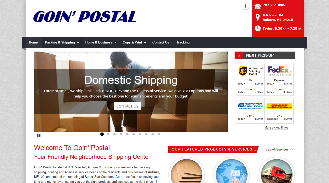 Website screenshot for Goin' Postal