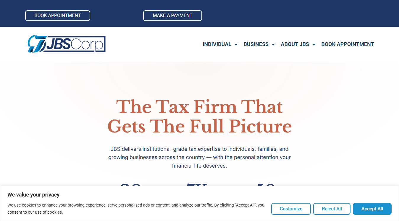 Website screenshot for JBS Corp