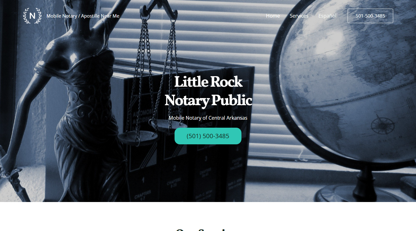 Website screenshot for Little Rock Notary Public