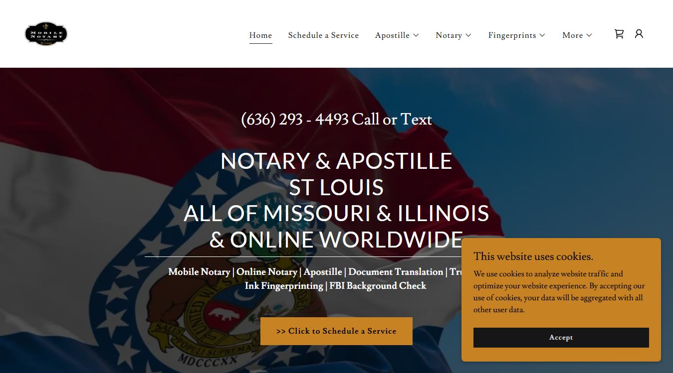 Website screenshot for Mobile Notary St Louis