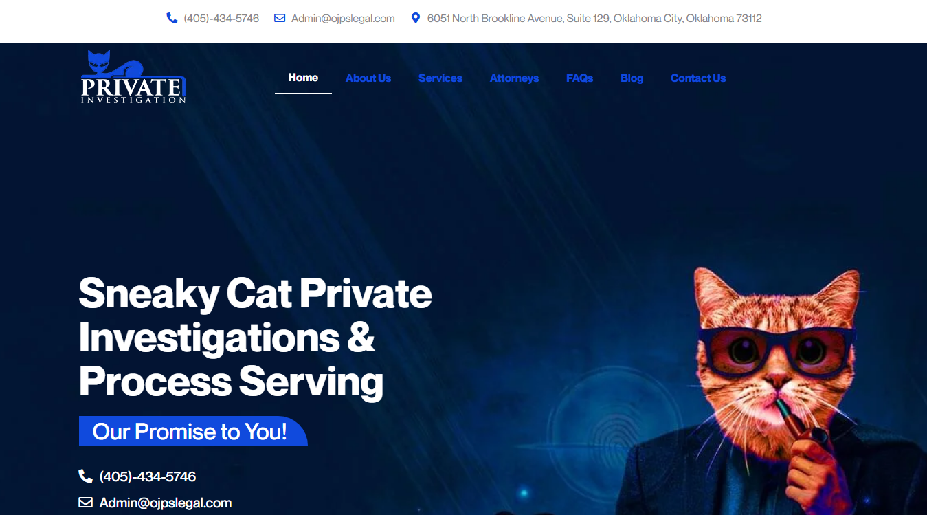 Website screenshot for Nationwide Process Servers, International Private Investigations, Notary Public, Polygraph Examinations, & Skip Tracing