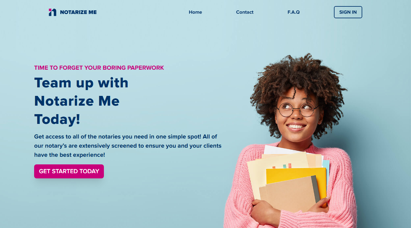 Website screenshot for Notarize Me