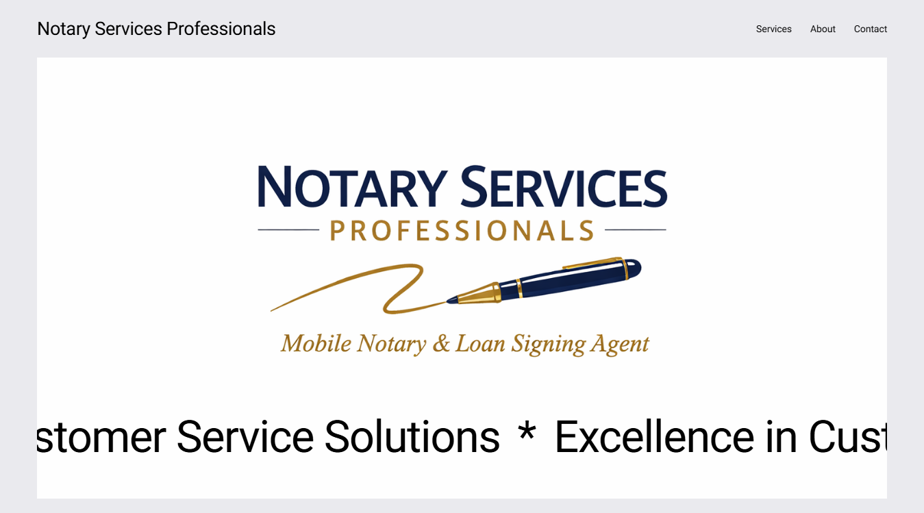 Website screenshot for Notary Services Professionals