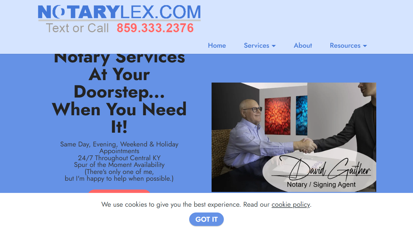 Website screenshot for NotaryLex.com