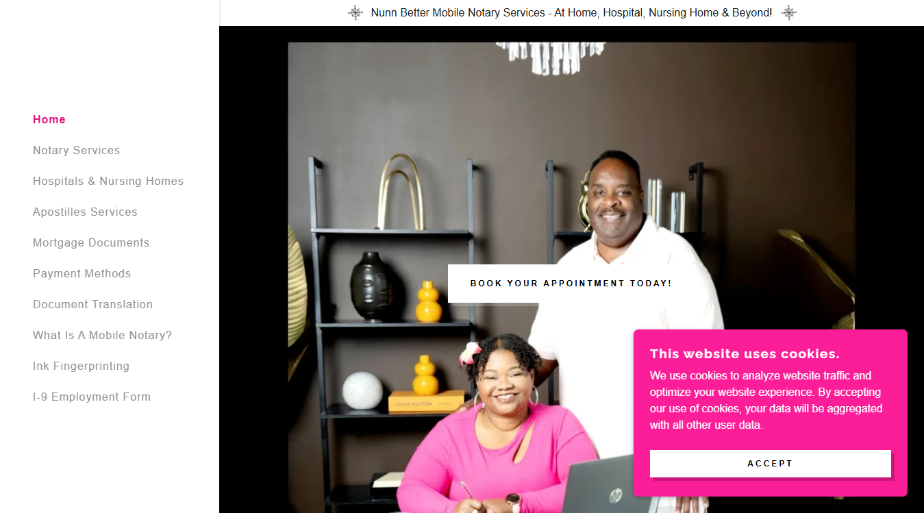 Website screenshot for Nunn Better Notary Apostille Mobile Services