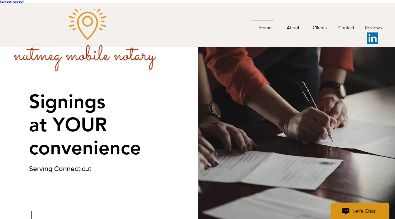 Website screenshot for Nutmeg Mobile Notary