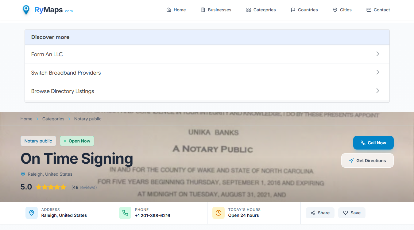 Website screenshot for On Time Signing