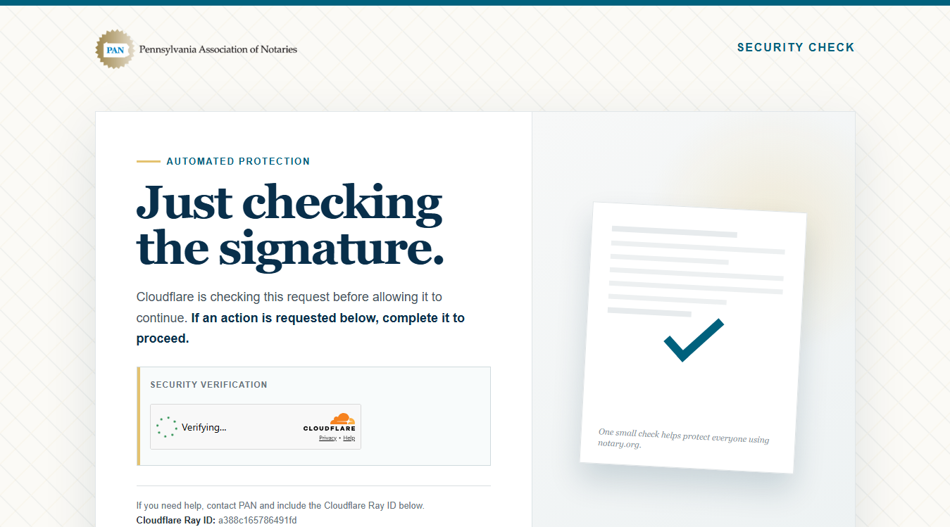 Website screenshot for Pennsylvania Association of Notaries
