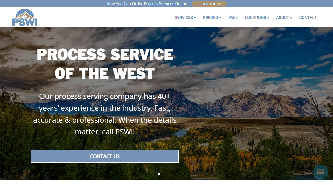 Website screenshot for Process Service of the West, Inc