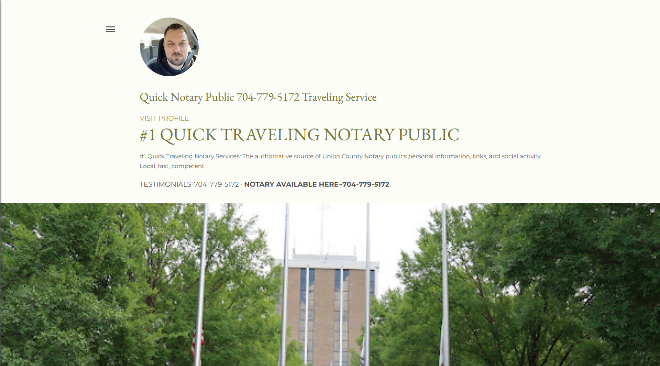 Website screenshot for Quick Notary Public Union County NC
