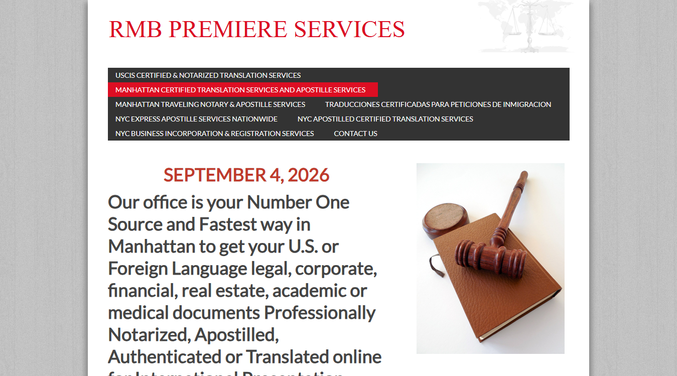 Website screenshot for RMB Premiere Services