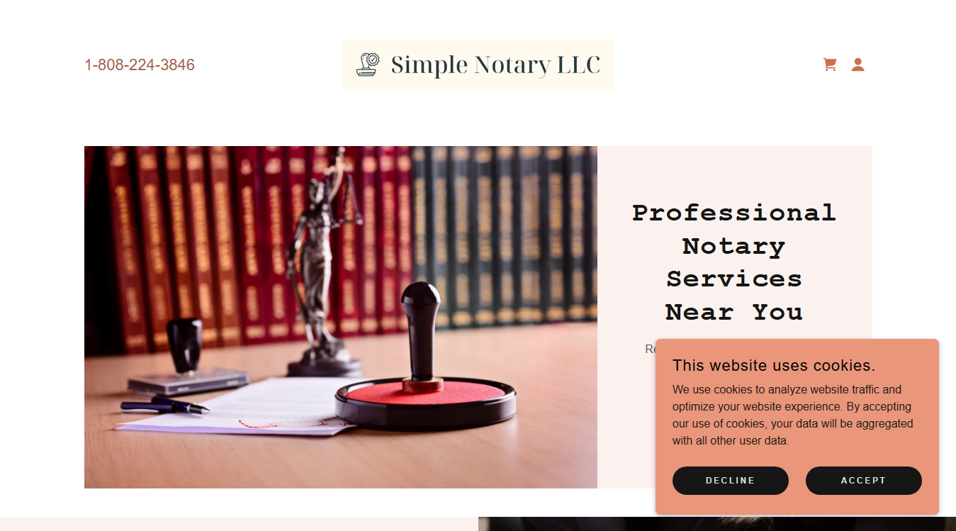 Website screenshot for Simple Notary LLC