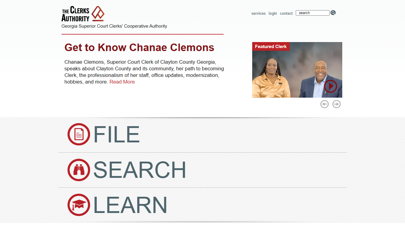 Website screenshot for THE CLERKS AUTHORITY