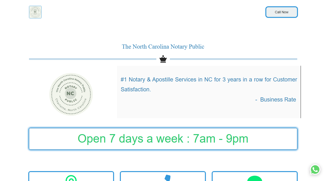 Website screenshot for The North Carolina Notary Public
