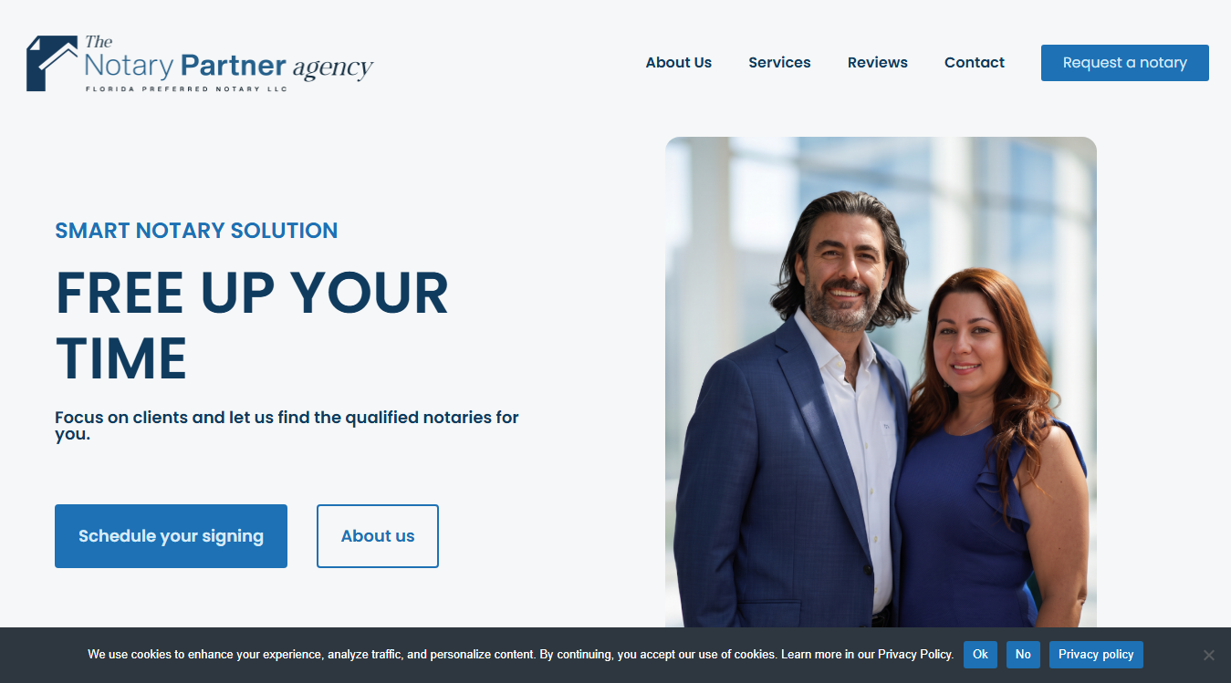 Website screenshot for The Notary Partner Agency - Florida Preferred Notary LLC