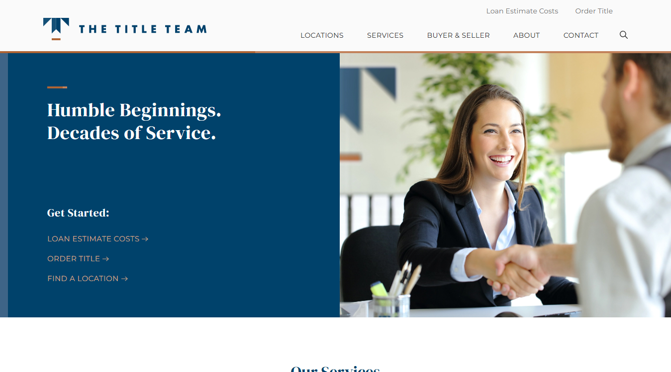 Website screenshot for The Title Team