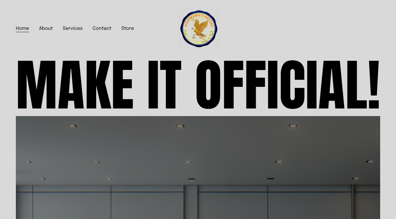 Website screenshot for Tina Marie's Notary