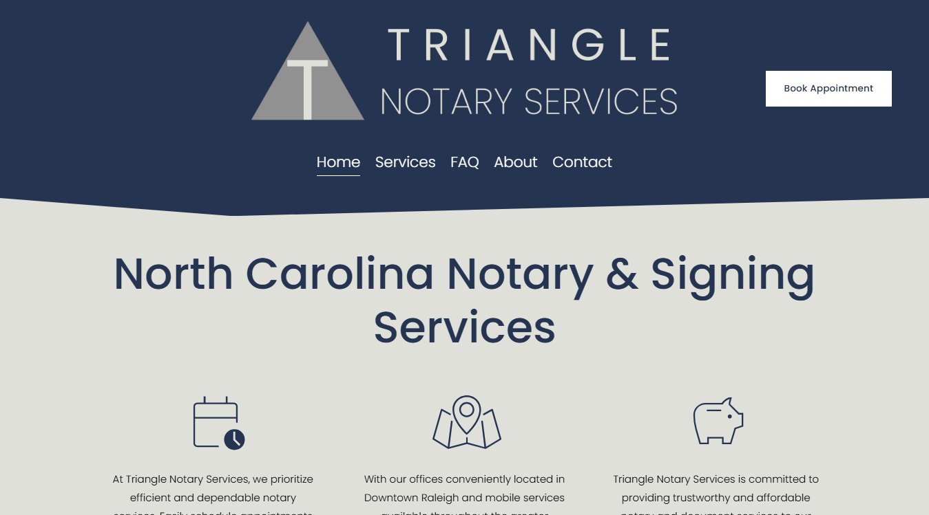 Website screenshot for Triangle Notary Services