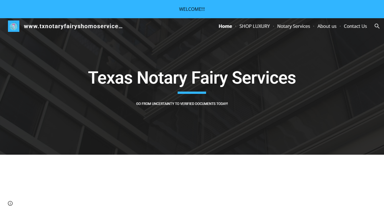 Website screenshot for Tx Notary Fairy Shómò